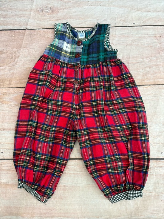 Nursery Rhyme Other - Vintage NURSERY RHYME Toddler Romper  One-Piece Plaid Christmas Size 24 Months